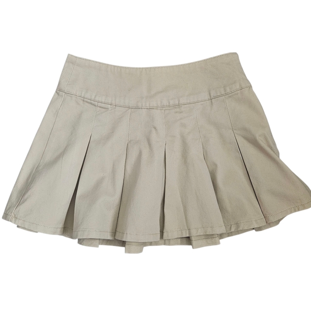Forever 21 Pleated Tan Mini Skirt Sz XS‎ Preppy School Girl Academia